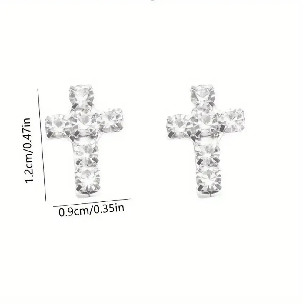 NEW Pair of Sparkling Rhinestone Cross Stud Earrings – Elegant & Timeless